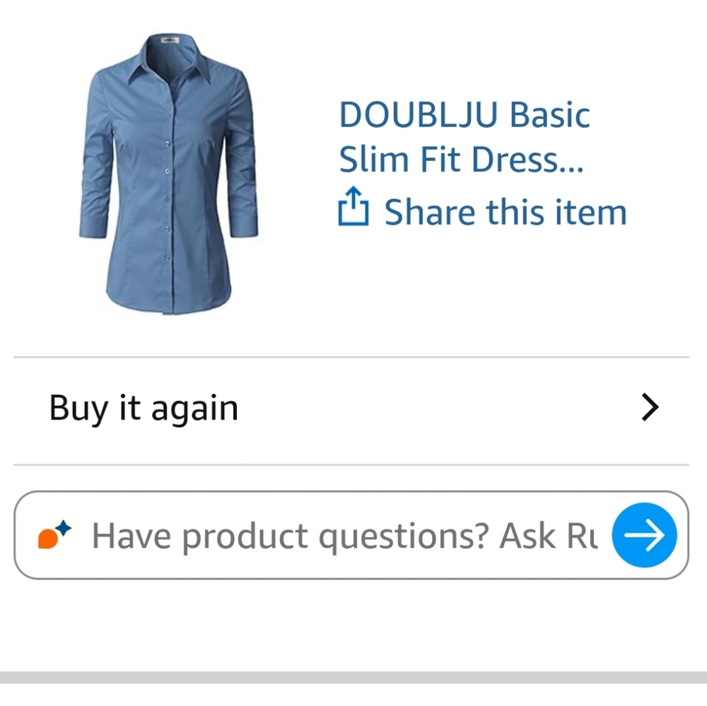 Women's Doublju Brand Slim Fit Dress Shirt Half Sleeve Stretch Size L Blue NWT! - Picture 12 of 12